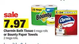 Meijer Charmin Bath Tissue 6 mega rolls or Bounty Paper Towels 2 mega rolls offer
