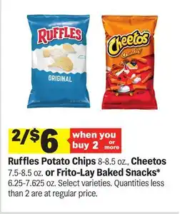 Meijer Ruffles Potato Chips 8-8.5 oz., Cheetos 7.5-8.5 oz. or Frito-Lay Baked Snacks offer