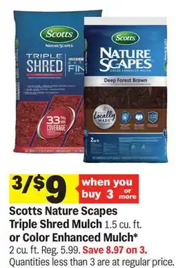 Meijer Scotts Nature Scapes Triple Shred Mulch 1.5 cu. ft. or Color Enhanced Mulch* 2 cu. ft offer