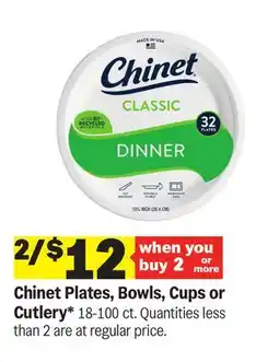 Meijer Chinet Plates, Bowls, Cups or Cutlery offer