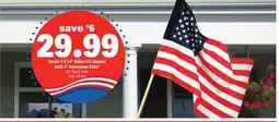 Meijer Annin 2.5'x4' Nylon US Banner with 5' Aluminum Pole offer