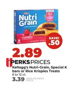 Hy-Vee Kellogg's Nutri-Grain, Special K bars or Rice Krispies Treats offer