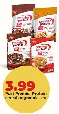Hy-Vee Post Premier Protein cereal or granola offer