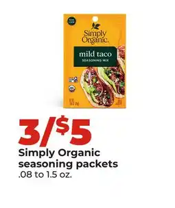 Hy-Vee Simply Organic seasoning packets offer