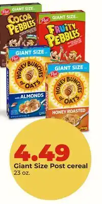 Hy-Vee Giant Size Post cereal offer