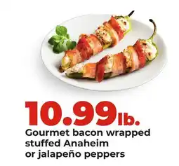 Hy-Vee Gourmet bacon wrapped stuffed Anaheim or jalapeño peppers offer