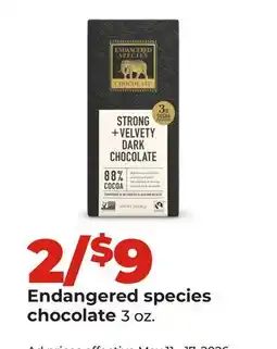 Hy-Vee Endangered species chocolate offer