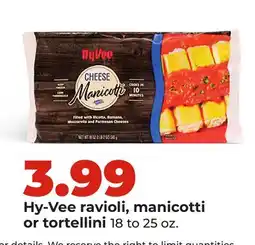 Hy-Vee Hy-Vee ravioli, manicotti or tortellini offer