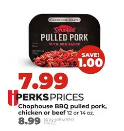 Hy-Vee Chophouse BBQ pulled pork, chicken or beef offer