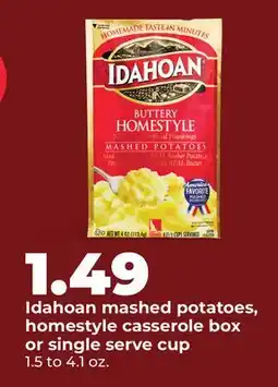 Hy-Vee Idahoan mashed potatoes, homestyle casserole box or single serve cup offer