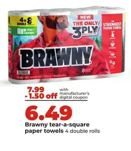 Hy-Vee Brawny tear-a-square paper towels offer