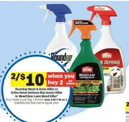 Meijer Roundup Weed & Grass Killer or Ortho Home Defense Max Insect Killer or WeedClear Lawn Weed Killer offer