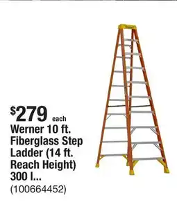 The Home Depot Werner 10 ft. Fiberglass Step Ladder (14 ft. Reach Height) 300 lb. Load Capacity Type IA Duty Rating offer
