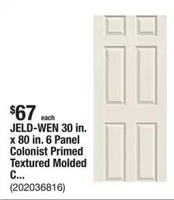 The Home Depot JELD-WEN 30 in. x 80 in. 6 Panel Colonist Primed Textured Molded Composite MDF Interior Door Slab offer