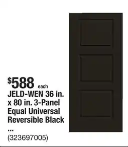 The Home Depot JELD-WEN 36 in. x 80 in. 3-Panel Equal Universal Reversible Black Steel Front Door Slab offer