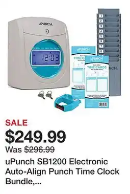 Office Depot uPunch SB1200 Electronic Auto-Align Punch Time Clock Bundle, Unlimited Employees, 12H x 11W x 16D offer