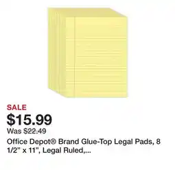 Office Depot Office Depot Brand Glue-Top Legal Pads, 8 1/2 x 11, Legal Ruled, 50 Sheets, Canary, Pack Of 12 Pads offer