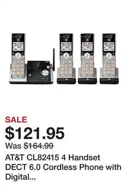 Office Depot AT&T CL82415 4 Handset DECT 6.0 Cordless Phone with Digital Answering System offer