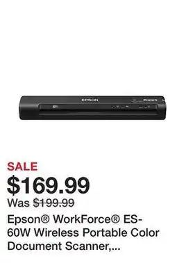 Office Depot Epson WorkForce ES-60W Wireless Portable Color Document Scanner, B11B253201 offer