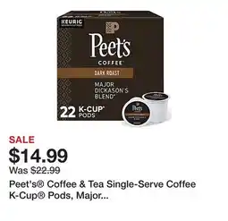 Office Depot Peet's Coffee & Tea Single-Serve Coffee K-Cup Pods, Major Dickason's Blend, Carton Of 22 offer