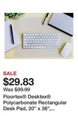Office Depot Floortex Desktex Polycarbonate Rectangular Desk Pad, 20 x 36, Clear offer