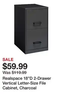 Office Depot Realspace 18D 2-Drawer Vertical Letter-Size File Cabinet, Charcoal offer