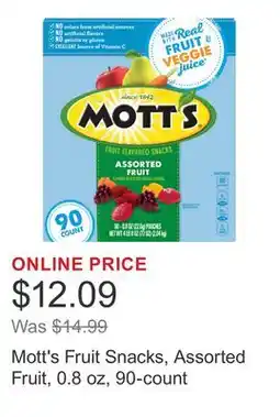 Costco Mott's Fruit Snacks, Assorted Fruit, 0.8 oz, 90-count offer
