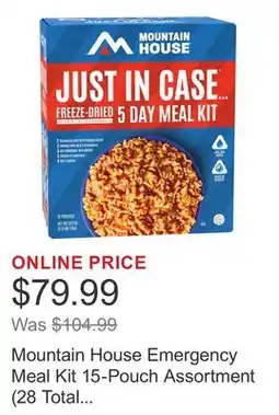 Costco Mountain House Emergency Meal Kit 15-Pouch Assortment (28 Total Servings) offer