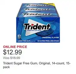Costco Trident Sugar Free Gum, Original, 14-count, 15-pack offer