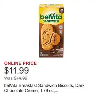 Costco belVita Breakfast Sandwich Biscuits, Dark Chocolate Creme, 1.76 oz, 25-count offer