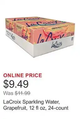 Costco LaCroix Sparkling Water, Grapefruit, 12 fl oz, 24-count offer