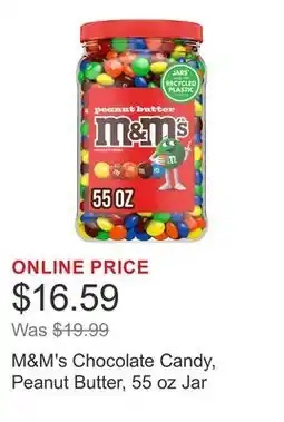Costco M&M's Chocolate Candy, Peanut Butter, 55 oz Jar offer