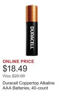 Costco Duracell Coppertop Alkaline AAA Batteries, 40-count offer