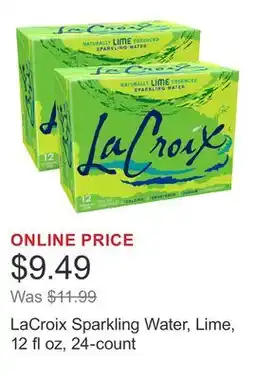 Costco LaCroix Sparkling Water, Lime, 12 fl oz, 24-count offer
