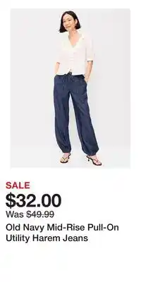 Old Navy Old Navy Mid-Rise Pull-On Utility Harem Jeans offer