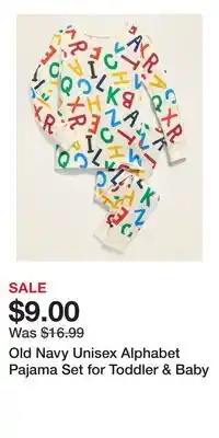Old Navy Old Navy Unisex Alphabet Pajama Set for Toddler & Baby offer