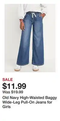 Old Navy Old Navy High-Waisted Baggy Wide-Leg Pull-On Jeans for Girls offer
