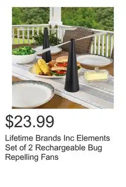 Costco Lifetime Brands Inc Elements Set of 2 Rechargeable Bug Repelling Fans offer