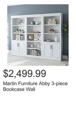 Costco Martin Furniture Abby 3-piece Bookcase Wall offer