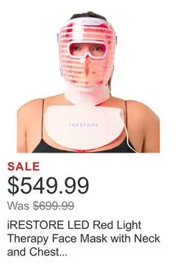 Costco iRESTORE LED Red Light Therapy Face Mask with Neck and Chest Device, Anti-Aging offer