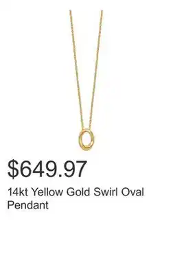 Costco 14kt Yellow Gold Swirl Oval Pendant offer