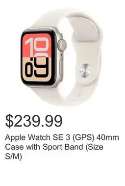 Costco Apple Watch SE 3 (GPS) 40mm Case with Sport Band (Size S/M) offer