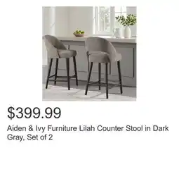 Costco Aiden & Ivy Furniture Lilah Counter Stool in Dark Gray, Set of 2 offer