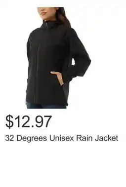 Costco 32 Degrees Unisex Rain Jacket offer