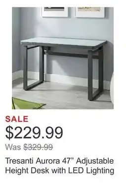 Costco Tresanti Aurora 47 Adjustable Height Desk with LED Lighting offer