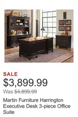 Costco Martin Furniture Harrington Executive Desk 3-piece Office Suite offer