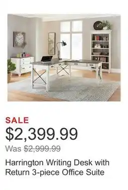 Costco Harrington Writing Desk with Return 3-piece Office Suite offer