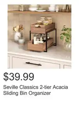 Costco Seville Classics 2-tier Acacia Sliding Bin Organizer offer