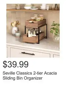 Costco Seville Classics 2-tier Acacia Sliding Bin Organizer offer