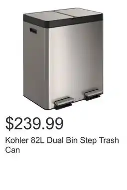 Costco Kohler 82L Dual Bin Step Trash Can offer